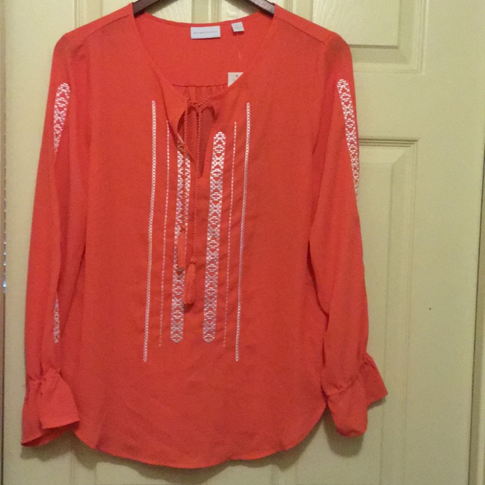 Beautiful coral tie front blouse